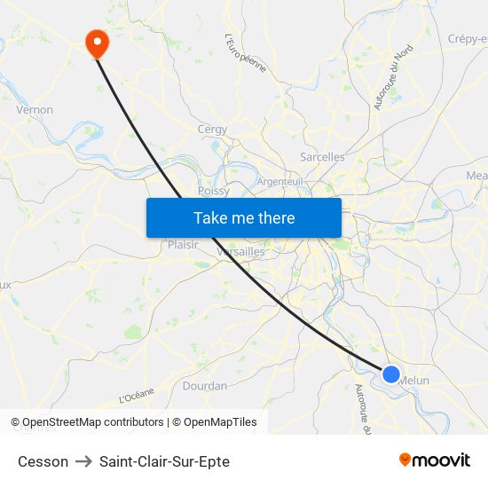Cesson to Saint-Clair-Sur-Epte map