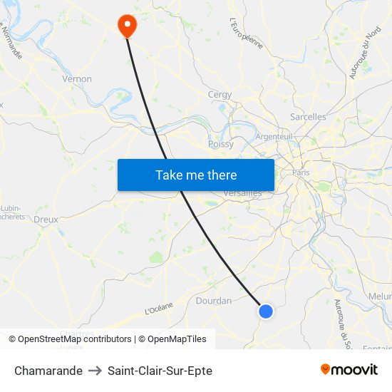 Chamarande to Saint-Clair-Sur-Epte map