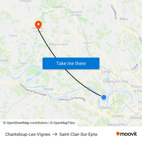 Chanteloup-Les-Vignes to Saint-Clair-Sur-Epte map