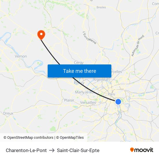 Charenton-Le-Pont to Saint-Clair-Sur-Epte map