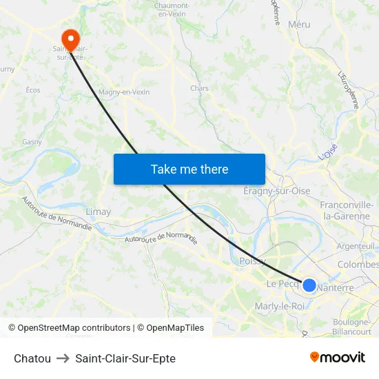 Chatou to Saint-Clair-Sur-Epte map