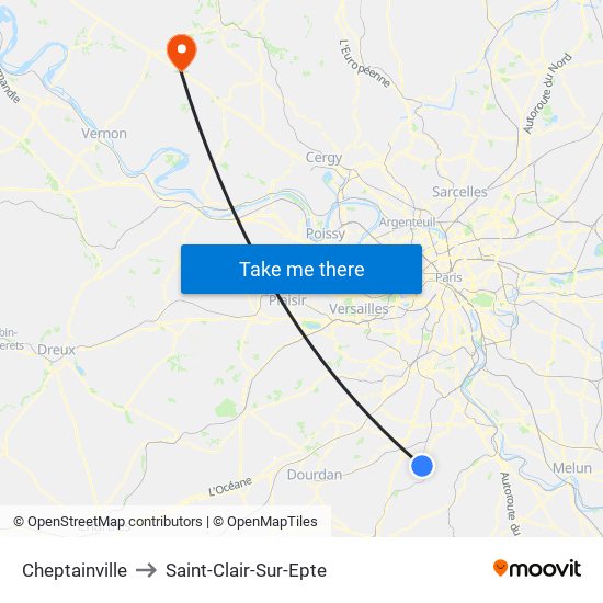 Cheptainville to Saint-Clair-Sur-Epte map