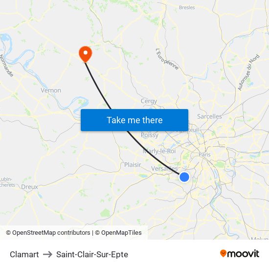 Clamart to Saint-Clair-Sur-Epte map