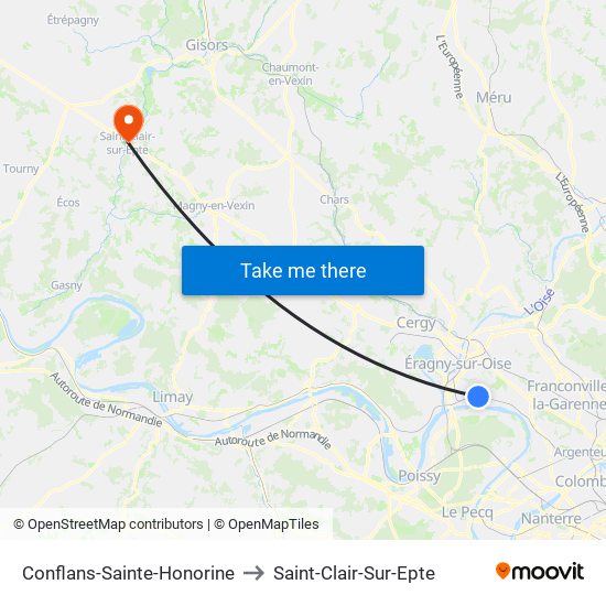 Conflans-Sainte-Honorine to Saint-Clair-Sur-Epte map
