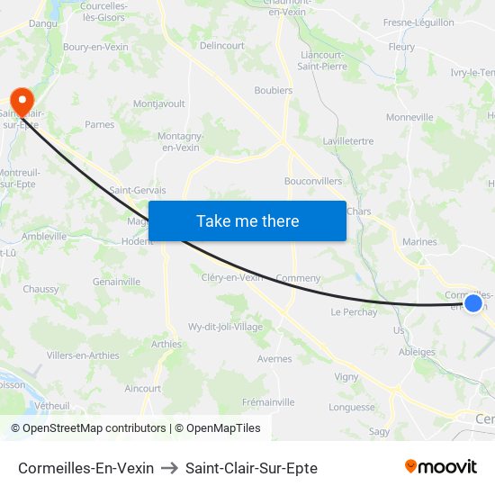 Cormeilles-En-Vexin to Saint-Clair-Sur-Epte map