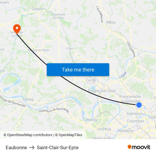 Eaubonne to Saint-Clair-Sur-Epte map