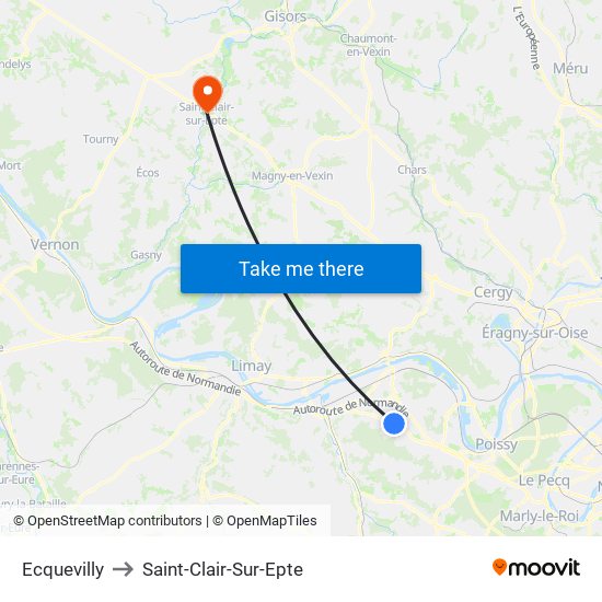 Ecquevilly to Saint-Clair-Sur-Epte map