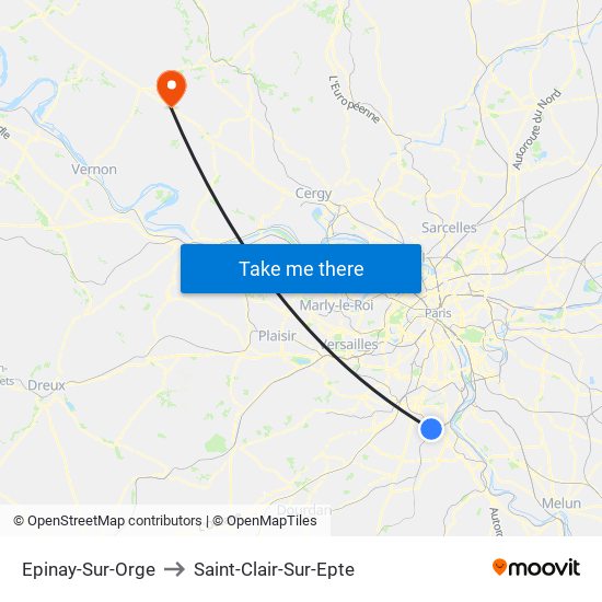 Epinay-Sur-Orge to Saint-Clair-Sur-Epte map