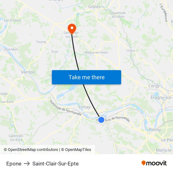 Epone to Saint-Clair-Sur-Epte map