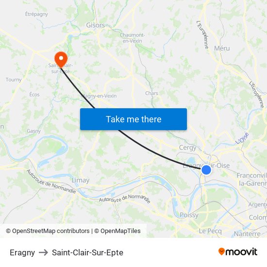 Eragny to Saint-Clair-Sur-Epte map