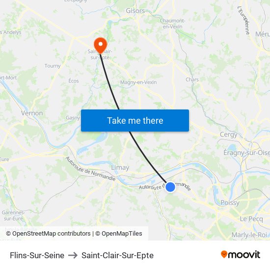 Flins-Sur-Seine to Saint-Clair-Sur-Epte map