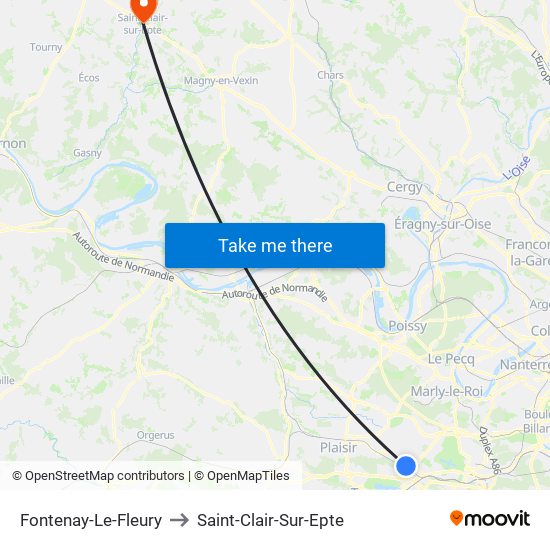 Fontenay-Le-Fleury to Saint-Clair-Sur-Epte map