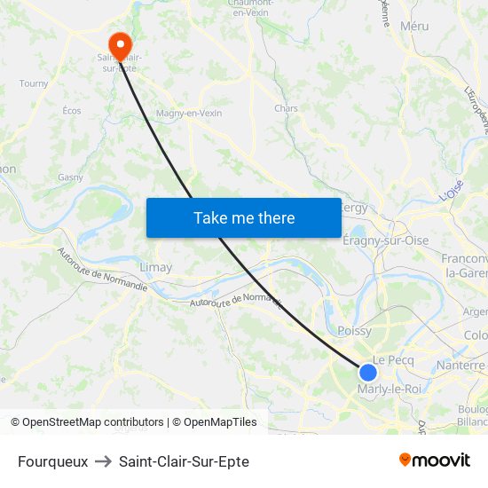 Fourqueux to Saint-Clair-Sur-Epte map