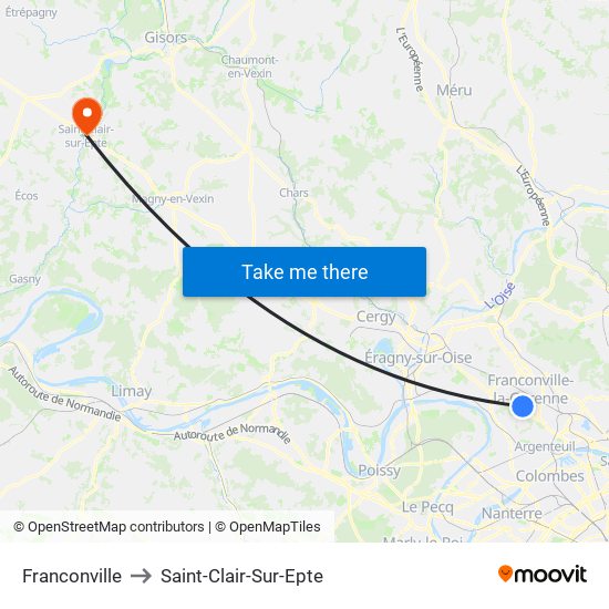 Franconville to Saint-Clair-Sur-Epte map