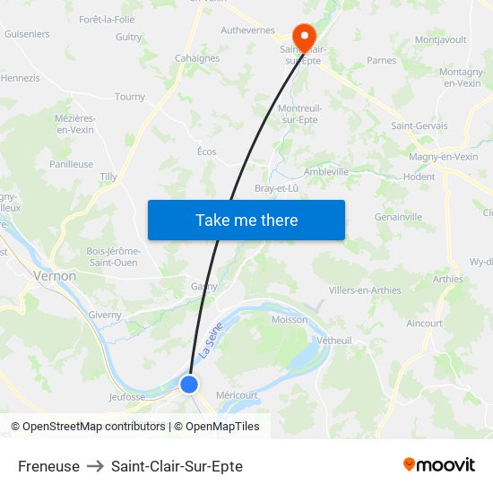 Freneuse to Saint-Clair-Sur-Epte map