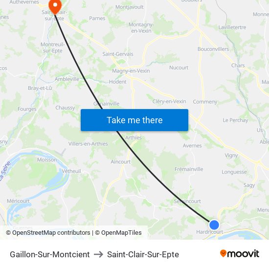 Gaillon-Sur-Montcient to Saint-Clair-Sur-Epte map