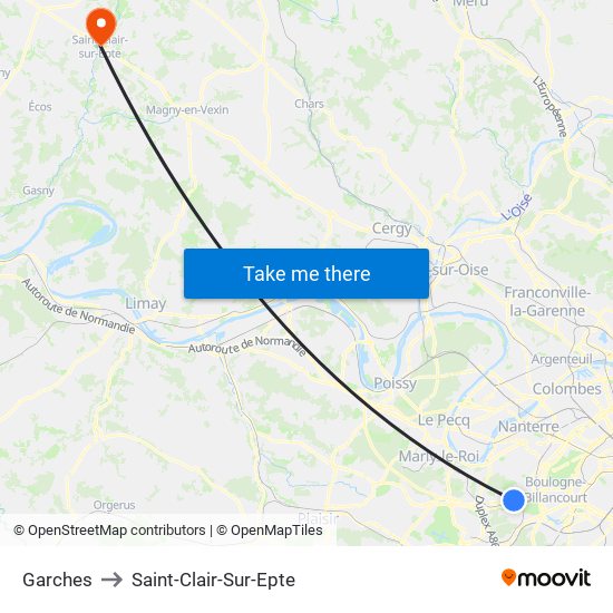 Garches to Saint-Clair-Sur-Epte map