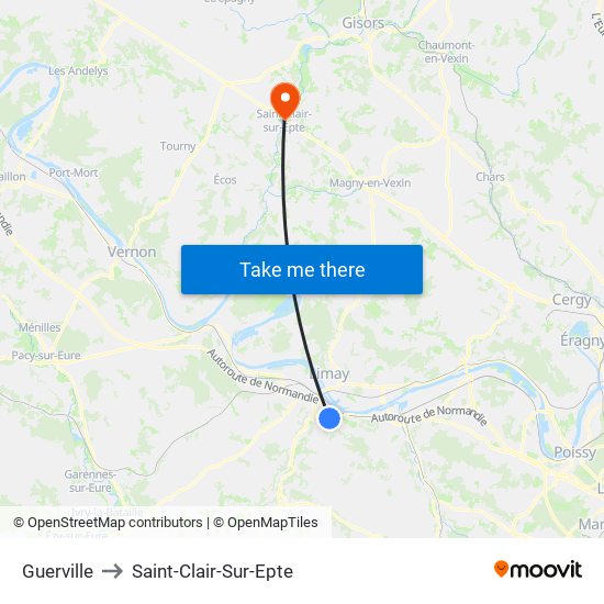 Guerville to Saint-Clair-Sur-Epte map