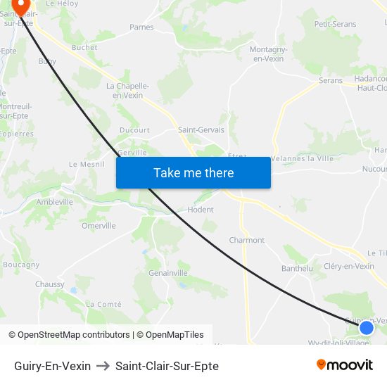 Guiry-En-Vexin to Saint-Clair-Sur-Epte map