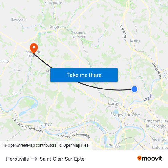 Herouville to Saint-Clair-Sur-Epte map