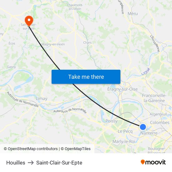 Houilles to Saint-Clair-Sur-Epte map