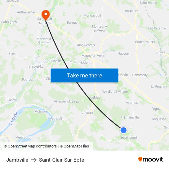 Jambville to Saint-Clair-Sur-Epte map