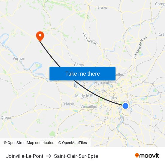 Joinville-Le-Pont to Saint-Clair-Sur-Epte map