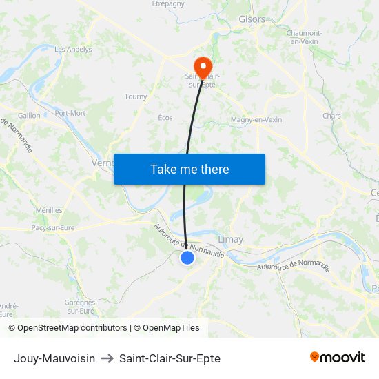 Jouy-Mauvoisin to Saint-Clair-Sur-Epte map