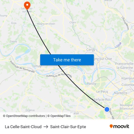 La Celle-Saint-Cloud to Saint-Clair-Sur-Epte map