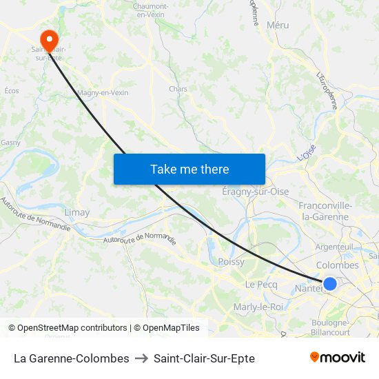 La Garenne-Colombes to Saint-Clair-Sur-Epte map