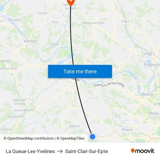 La Queue-Les-Yvelines to Saint-Clair-Sur-Epte map
