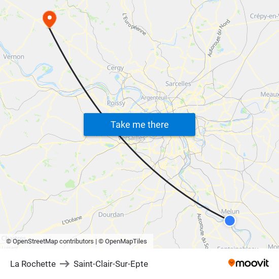 La Rochette to Saint-Clair-Sur-Epte map