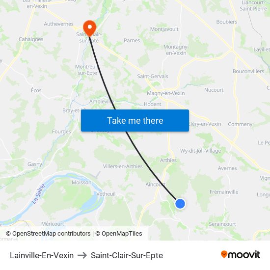 Lainville-En-Vexin to Saint-Clair-Sur-Epte map