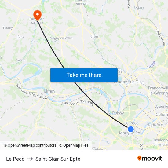 Le Pecq to Saint-Clair-Sur-Epte map