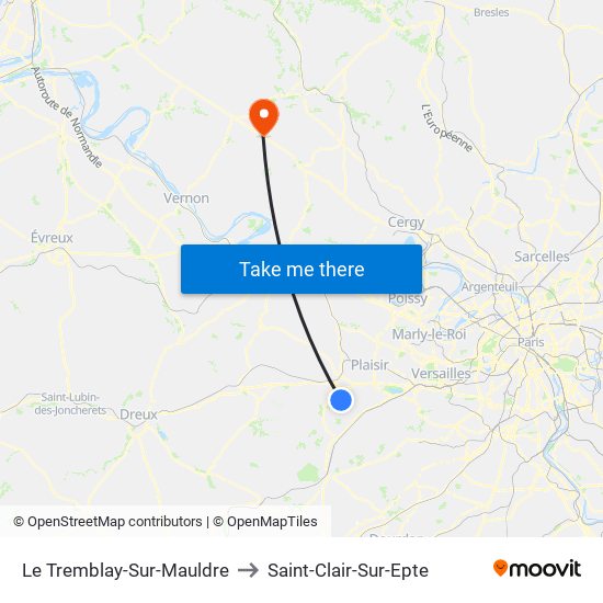 Le Tremblay-Sur-Mauldre to Saint-Clair-Sur-Epte map