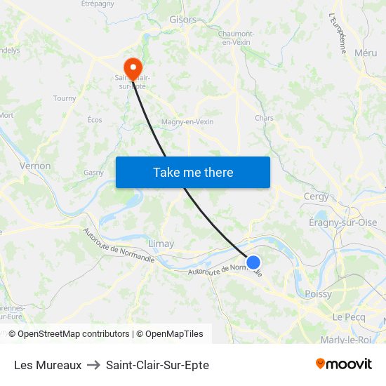 Les Mureaux to Saint-Clair-Sur-Epte map