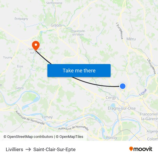 Livilliers to Saint-Clair-Sur-Epte map