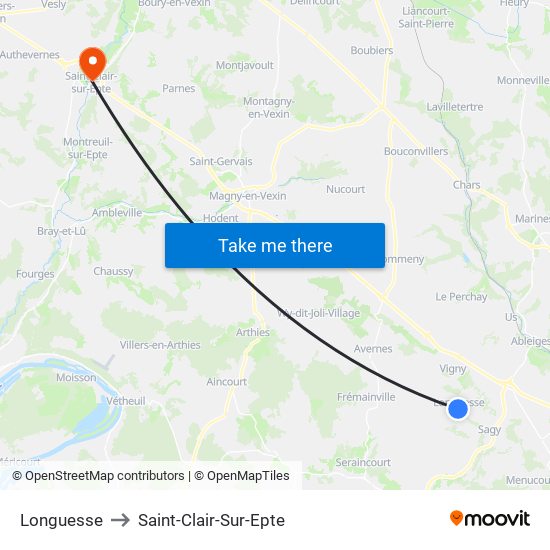 Longuesse to Saint-Clair-Sur-Epte map