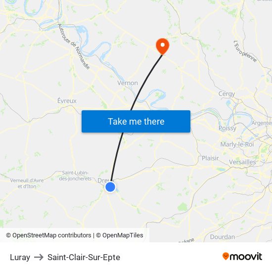 Luray to Saint-Clair-Sur-Epte map