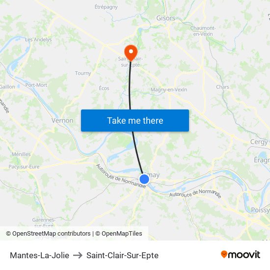 Mantes-La-Jolie to Saint-Clair-Sur-Epte map