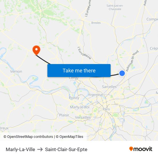 Marly-La-Ville to Saint-Clair-Sur-Epte map