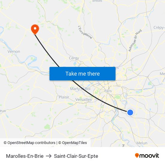 Marolles-En-Brie to Saint-Clair-Sur-Epte map