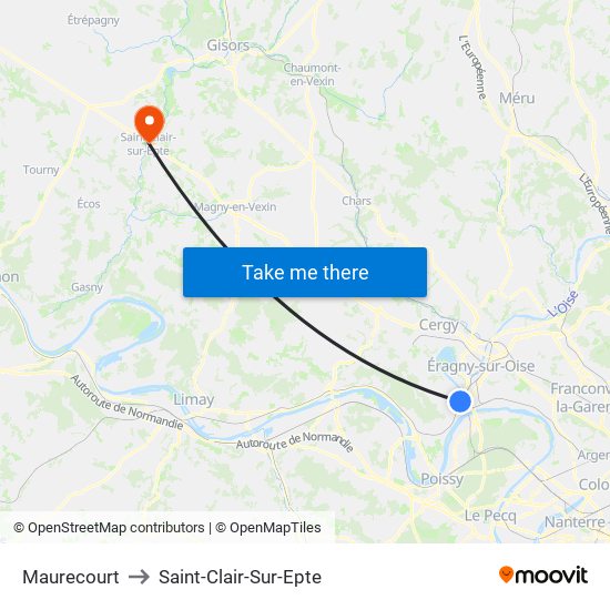 Maurecourt to Saint-Clair-Sur-Epte map