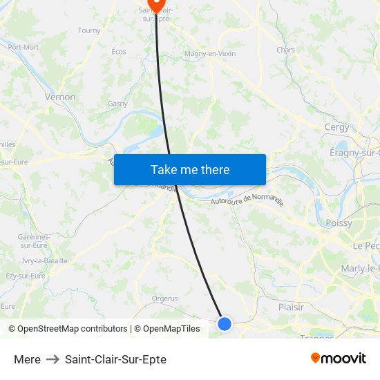 Mere to Saint-Clair-Sur-Epte map