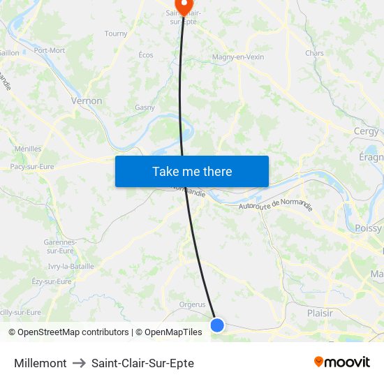 Millemont to Saint-Clair-Sur-Epte map