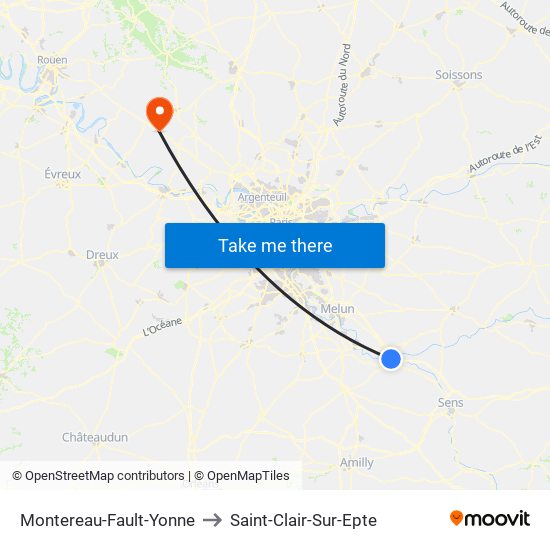 Montereau-Fault-Yonne to Saint-Clair-Sur-Epte map