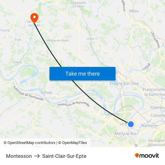 Montesson to Saint-Clair-Sur-Epte map