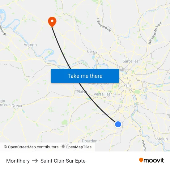 Montlhery to Saint-Clair-Sur-Epte map