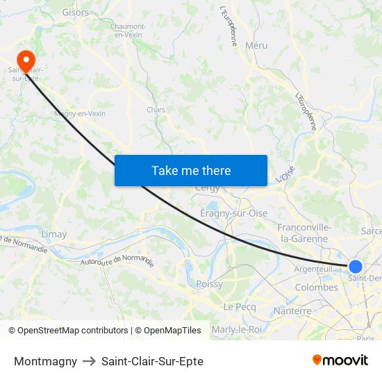 Montmagny to Saint-Clair-Sur-Epte map