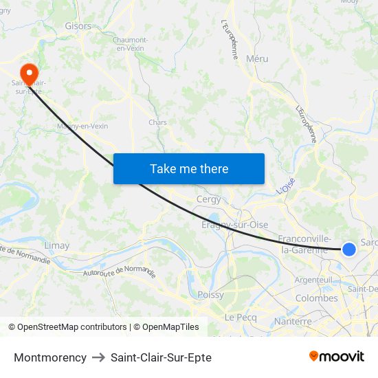 Montmorency to Saint-Clair-Sur-Epte map